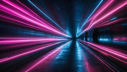 High-speed motion through a neon tunnel