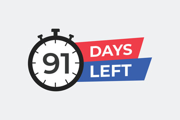 91 days to go countdown template. 91 day Countdown left days banner design. 91 Days left countdown timer
