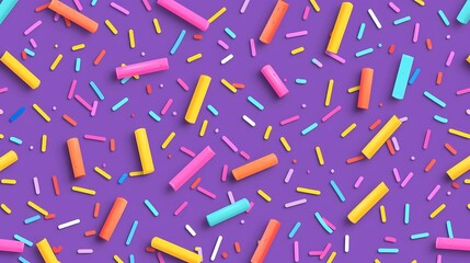 Seamless pattern of colorful sprinkles on purple background, Generative AI illustrations.