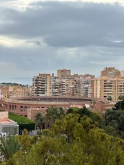 Fototapeta na wymiar Aerial view of Malaga Spain with buildings and landmarks. 