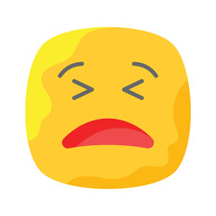 Painful expression, trendy icon of pain emoji, editable vector