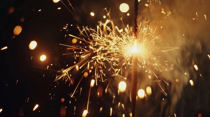 Obraz premium festive fireworks explosions on dark background generative ai