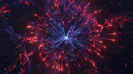 Fototapeta premium festive fireworks explosions on dark background generative ai