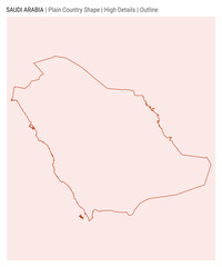 Saudi Arabia plain country map. High details. Outline style. Shape of Saudi Arabia. Vector illustration.