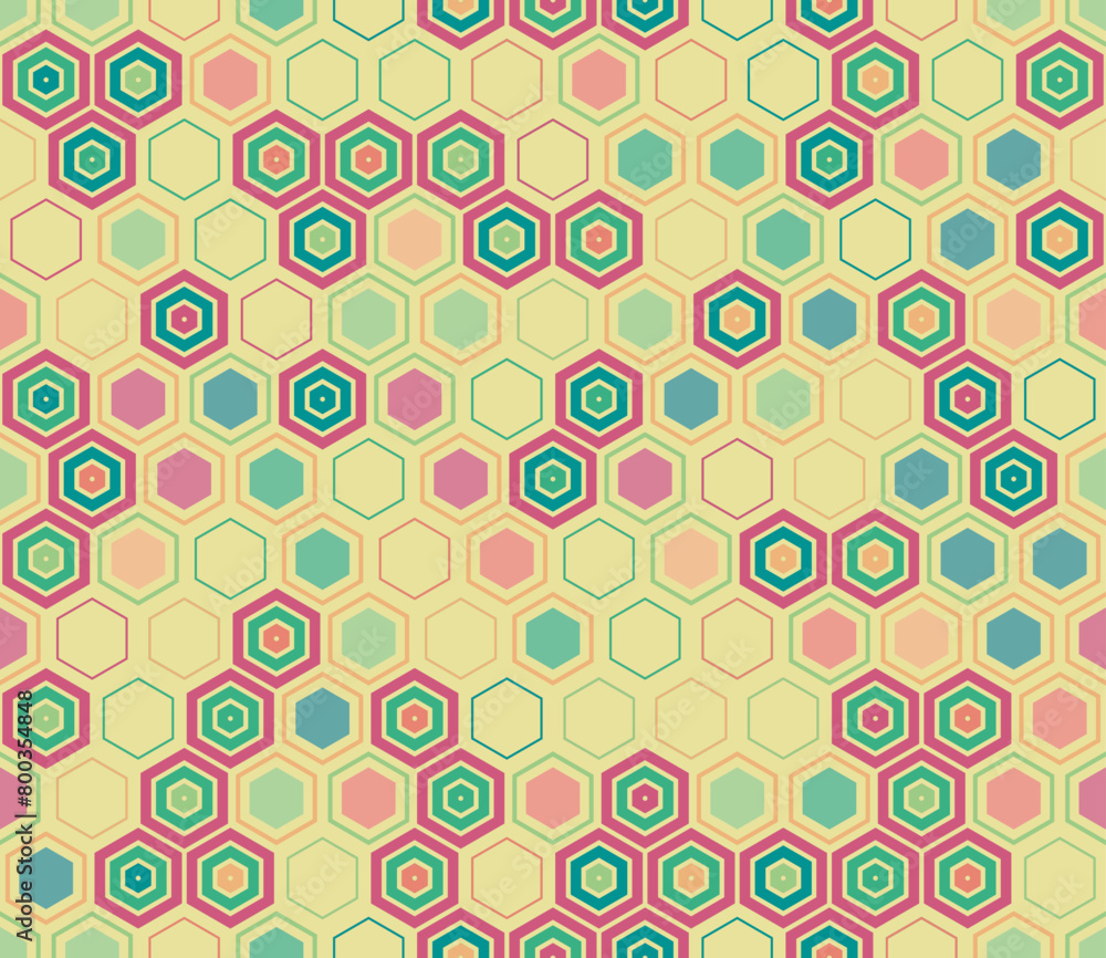 Poster honeycomb background. geometric elements of varied style and color. hexagon pattern. tileable patter