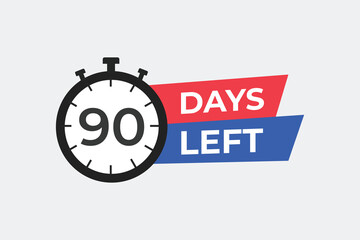 90 days to go countdown template. 90 day Countdown left days banner design. 90 Days left countdown timer