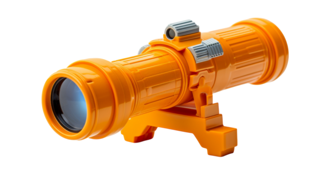 A camera lens up close on a white background, capturing intricate details and reflections on transparent background