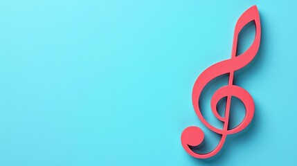   A red treble sign on a blue background with a left shadow casting beneath the treble