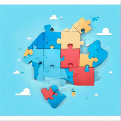 Blue puzzle is not complete.
