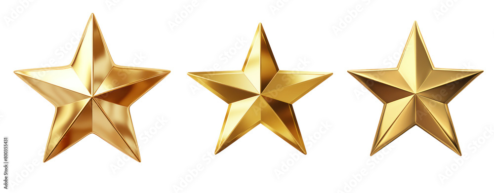 Wall mural gold star 3d isolated transparent background christmas decoration