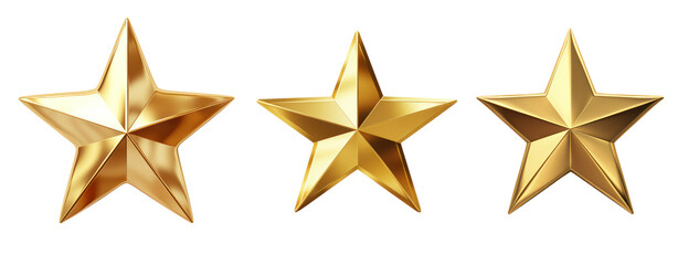 Gold star 3D isolated transparent background christmas decoration