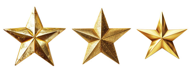 Gold star 3D isolated transparent background christmas decoration