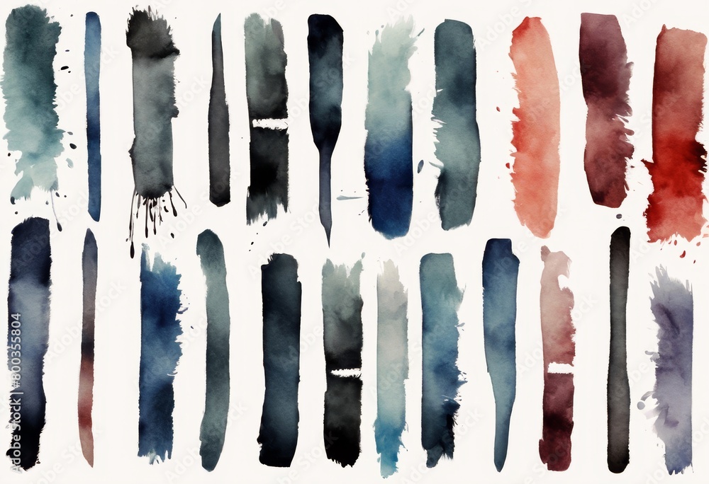 Poster 'watercolor pattern stroke ink design brush rty element artistic vector watercolour texture set back