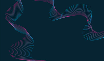 Dark abstract background Modern technology style and flow waves. Vector illustration