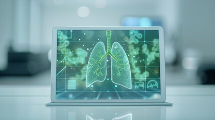 Fototapeta premium Smart Healthcare Revolution: AI and 3D Hologram Technology for Lung Visualization