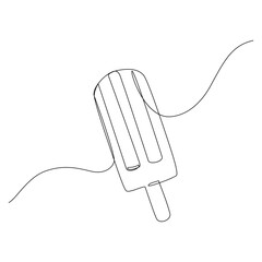 Abstract ice cream continuous one line drawing set isolated on white background.