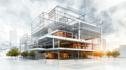 Successful industrial architecture AI generated - obrazy, fototapety, plakaty