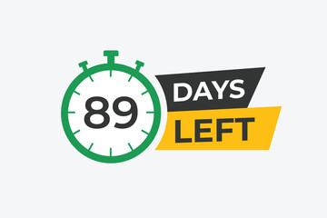 89 days to go countdown template. 89 day Countdown left days banner design. 89 Days left countdown timer
