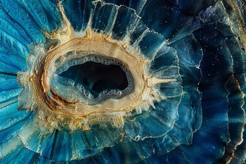 Light micrograph of a section through a lily stem. A thin outer epidermis (dark blue) surrounds a layer of cortex. - obrazy, fototapety, plakaty