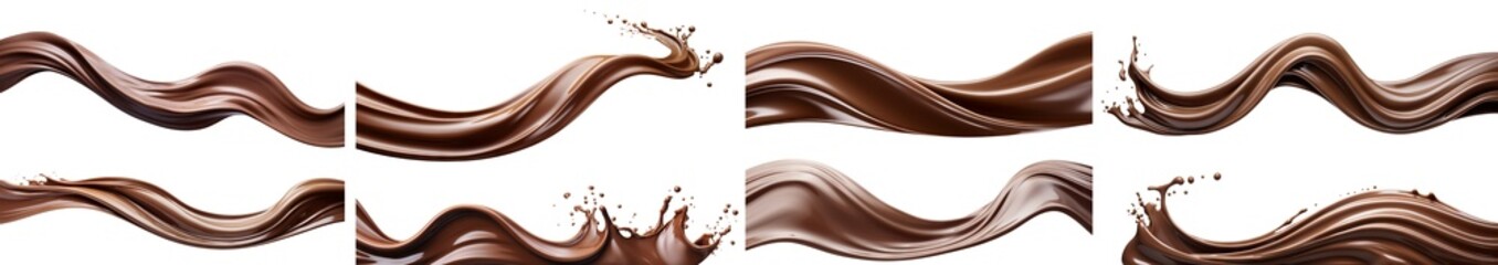 Set of delicious chocolate splashes, cut out