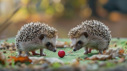 hedgehog in the grass playing a game