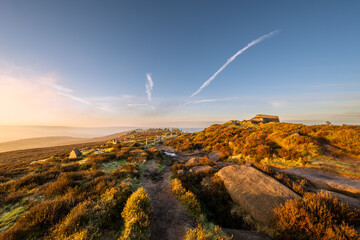 Peak District National Park golden hour sunrise at The Roaches.
