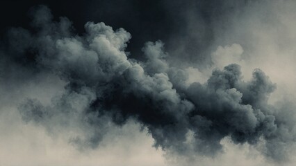 Smoky gray storm clouds in a black sky dramatic dark cloudscape background