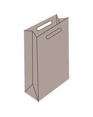 Cardboard brown packet shopping bag. Vector illustration