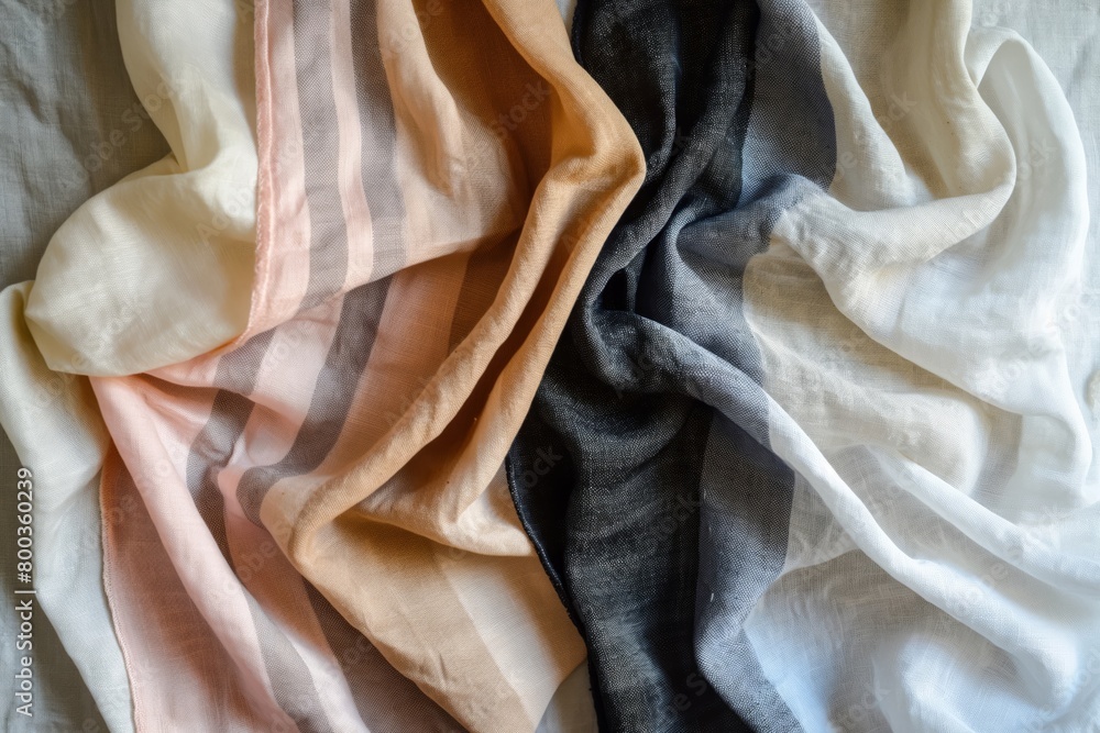 Poster elegant and simple flat lay of a minimalist scarf with a gradient of neutral tones