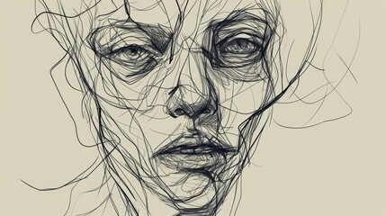 Abstract portrait of a distressed woman