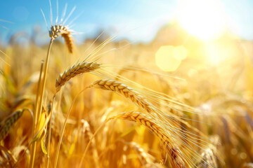 Wheat growing in a sunny field