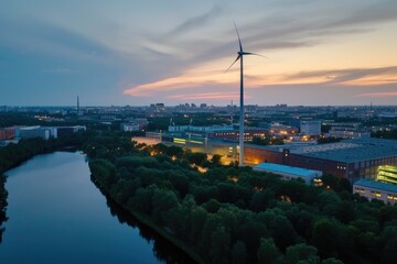 Twilight Tranquility: Urban Industry Amid Nature