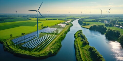Dutch Innovation: Aerial Vista of Green Energy Revolution - Powered by Adobe