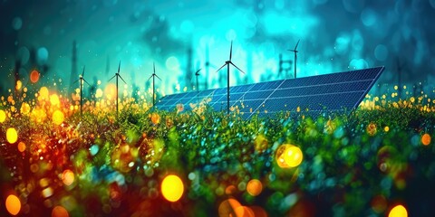 Renewable Energy Landscape: Solar Panels and Wind Turbines
