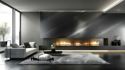 Sleek minimalist fireplace mantel with contemporary elegance for home interior decor. Concept Contemporary Elegance, Home Interior Decor, Sleek Minimalism, Fireplace Mantel