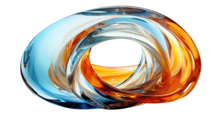 A mesmerizing painting featuring a circular object floating in a white background on transparent background