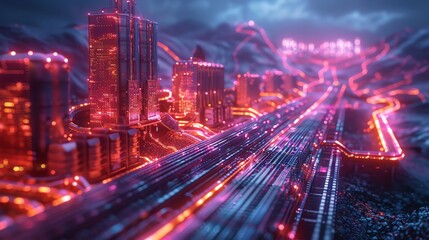 Fototapeta premium Create a digital painting of a futuristic city