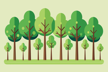 Obraz premium A row of trees with a green background