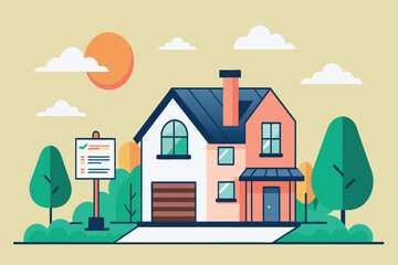 A house with a sign on the front lawn