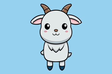 A cartoon goat with horns and a smile on its face