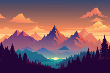 A mountain range with a lake in the foreground and a sky with clouds