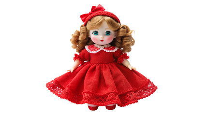 A doll red dress, isolated on a transparent background.