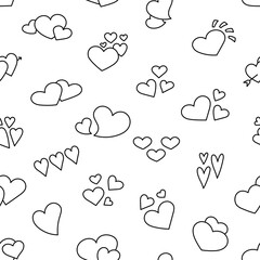 Different heart for Valentines day. Seamless pattern. Coloring Page. Love and romantic. Hand drawn style. Vector drawing. Design ornaments.