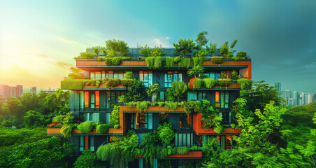 Towering Building Covered in Thriving Plants