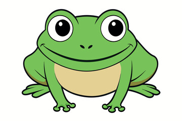 Fototapeta premium A cartoon frog is smiling and looking at the camera