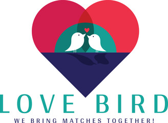 Love birds logo. A delightful monogram logo featuring love birds, capturing the essence of love, nature, and togetherness, ideal for Valentine's Day promotions and romantic brands.