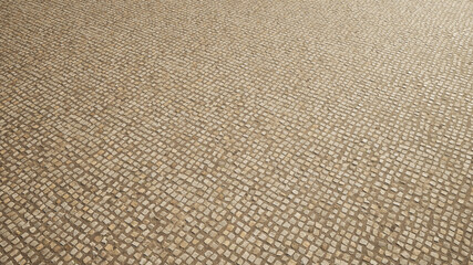 Concept conceptual solid beige background of cobblestone texture floor as a modern pattern layout. A 3d illustration metaphor for construction, architecture, urban and interior design