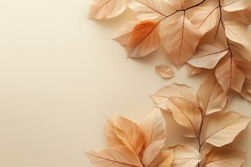 Leaves background. Beige leaves, macro photography, natural background, texture, veins, copy space. Beige Leaves with Veins.