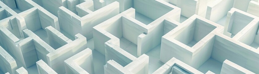 An abstract aerial view of a white geometric maze, its pathways offering a complex and intriguing challenge