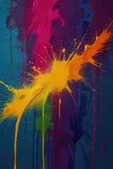Obraz na płótnie Canvas Rainbow color paint splash background. Exploding liquid paint copyspace. Colorful wet paint splashes